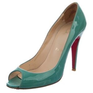 Christian Louboutin Teal Peep Toe Heels